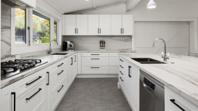elegant kitchen renovation christchurch white cabinets marble countertops modern design